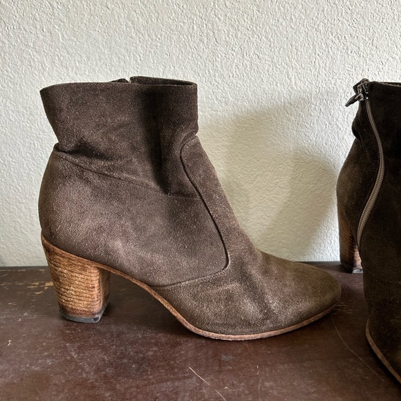 Alberto Fermani Suede Side Zip Heeled Ankle‎ Boots Brown Women’s Size 38.5 8.5 - Picture 2 of 10
